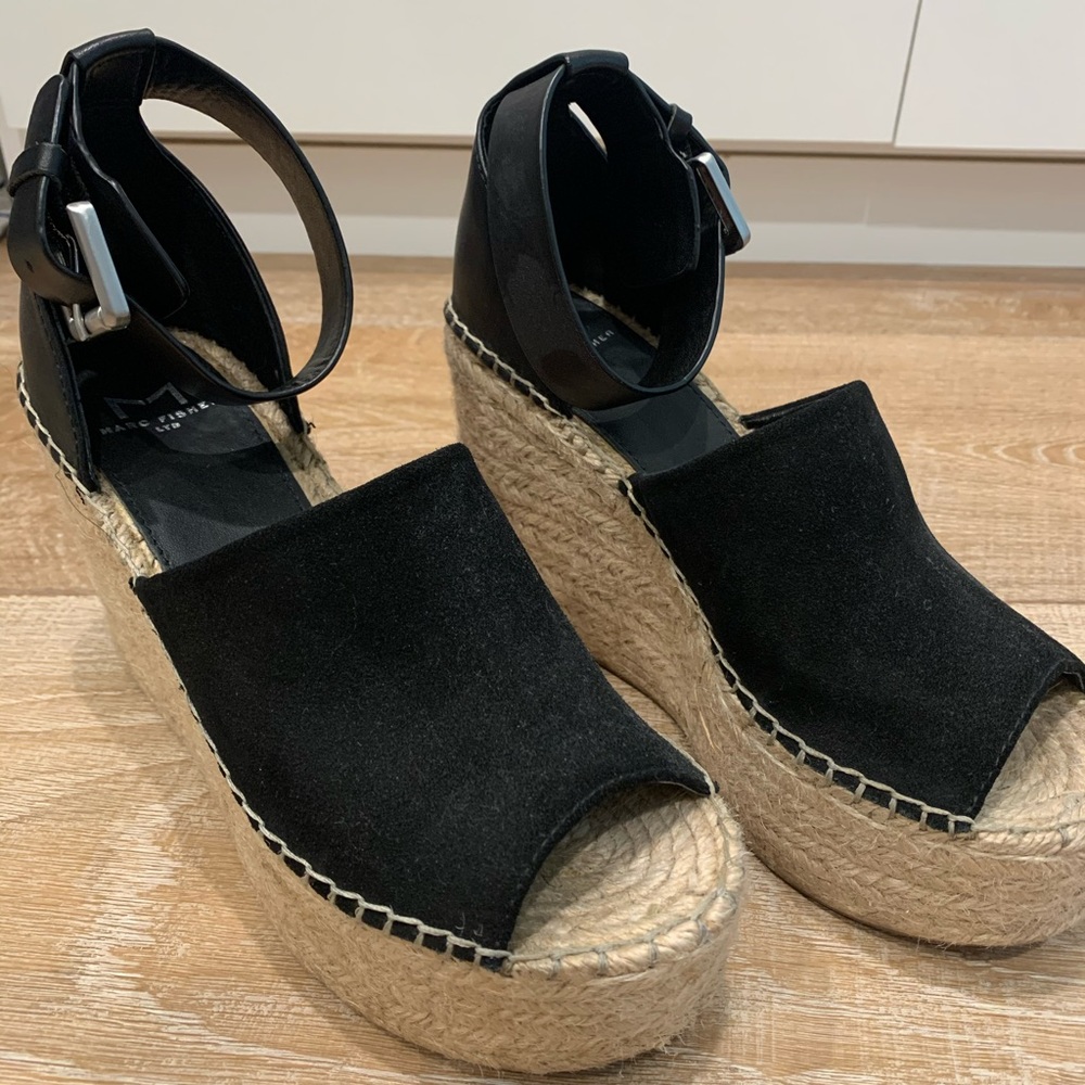 Marc Fisher Black and Tan Espadrilles size 6.5